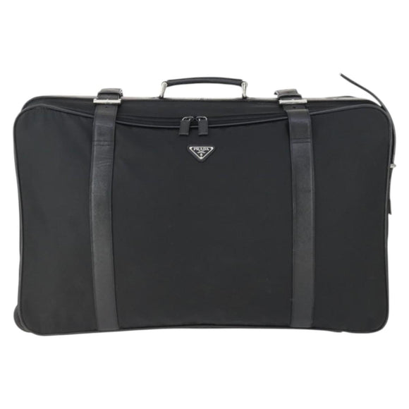 PRADA Carry Bag Nylon Black Silver Auth bs32807