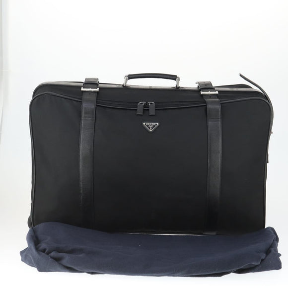 PRADA Carry Bag Nylon Black Silver Auth bs32807