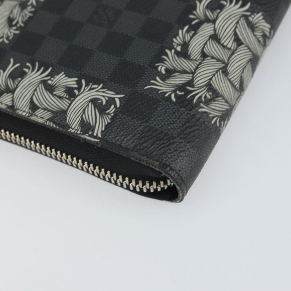 LOUIS VUITTON Damier Graphite Zippy Organizer Long Wallet N61214 LV Auth bs32812