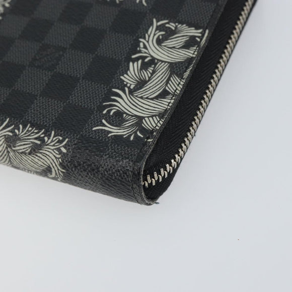 LOUIS VUITTON Damier Graphite Zippy Organizer Long Wallet N61214 LV Auth bs32812