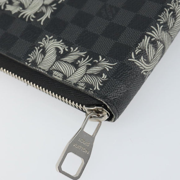 LOUIS VUITTON Damier Graphite Zippy Organizer Long Wallet N61214 LV Auth bs32812