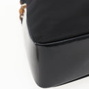 GUCCI Bamboo Hand Bag Nylon Black Silver Auth bs32825-11