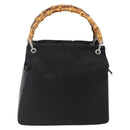 GUCCI Bamboo Hand Bag Nylon Black Silver Auth bs32825-2