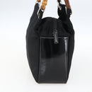 GUCCI Bamboo Hand Bag Nylon Black Silver Auth bs32825-5