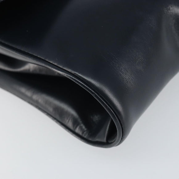 LOEWE Shoulder Bag Leather Navy Gold Auth bs32826