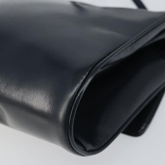 LOEWE Shoulder Bag Leather Navy Gold Auth bs32826