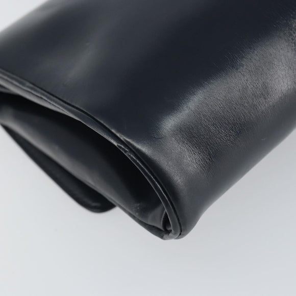 LOEWE Shoulder Bag Leather Navy Gold Auth bs32826