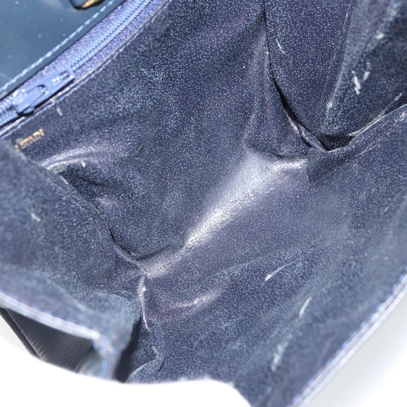 LOEWE Shoulder Bag Leather Navy Gold Auth bs32826