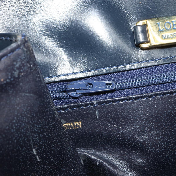 LOEWE Shoulder Bag Leather Navy Gold Auth bs32826