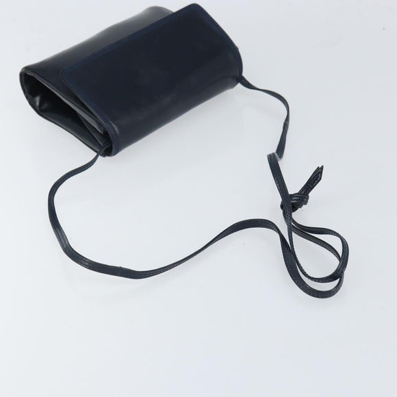 LOEWE Shoulder Bag Leather Navy Gold Auth bs32826