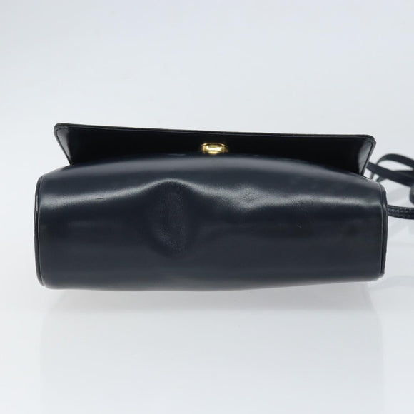 LOEWE Shoulder Bag Leather Navy Gold Auth bs32826
