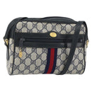 GUCCI GG Supreme Sherry Line Shoulder Bag PVC Red Navy 68 001 3654 Auth bs32828-1