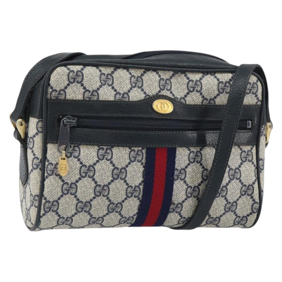 GUCCI GG Supreme Sherry Line Shoulder Bag PVC Red Navy 68 001 3654 Auth bs32828