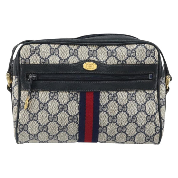 GUCCI GG Supreme Sherry Line Shoulder Bag PVC Red Navy 68 001 3654 Auth bs32828