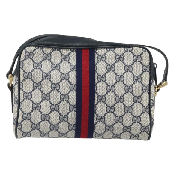 GUCCI GG Supreme Sherry Line Shoulder Bag PVC Red Navy 68 001 3654 Auth bs32828