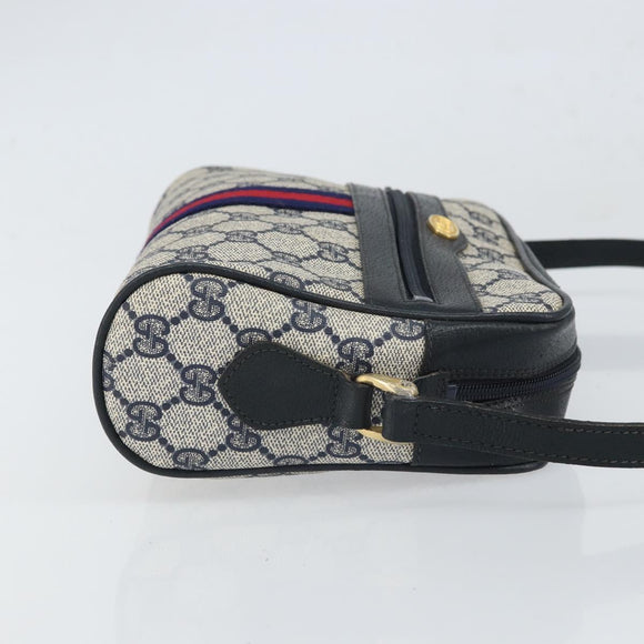 GUCCI GG Supreme Sherry Line Shoulder Bag PVC Red Navy 68 001 3654 Auth bs32828