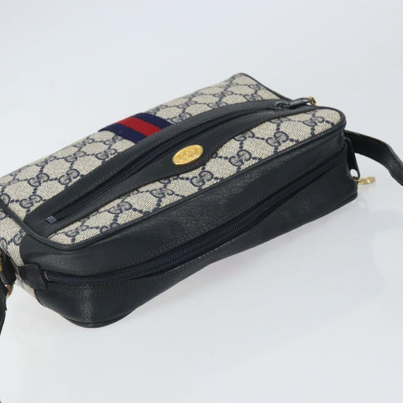 GUCCI GG Supreme Sherry Line Shoulder Bag PVC Red Navy 68 001 3654 Auth bs32828