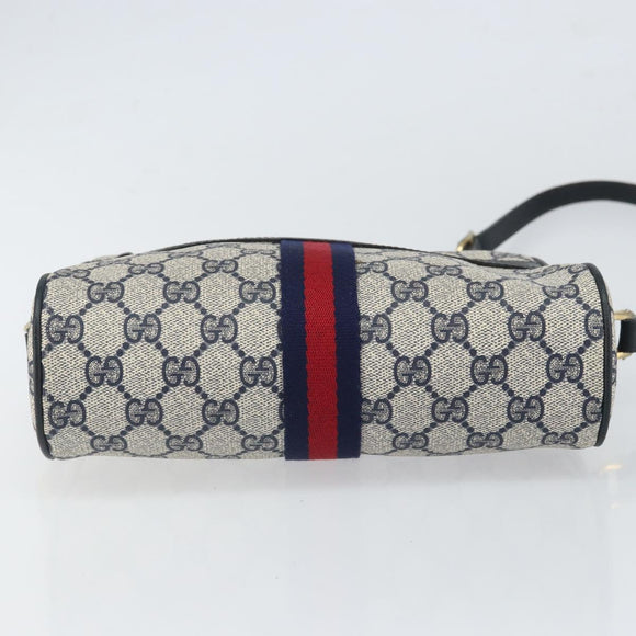 GUCCI GG Supreme Sherry Line Shoulder Bag PVC Red Navy 68 001 3654 Auth bs32828