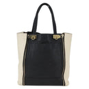 Salvatore Ferragamo Tote Bag Leather White Black Auth bs32829-2