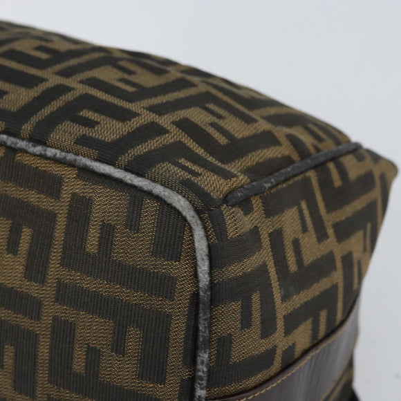 FENDI Zucca Canvas Hand Bag Black Brown Auth bs32830