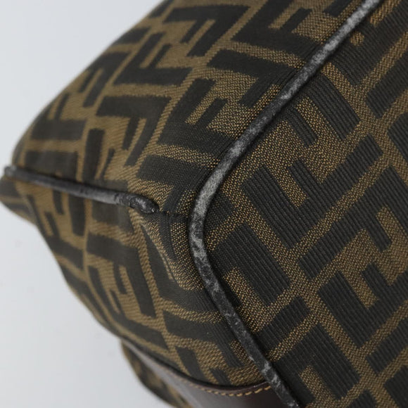 FENDI Zucca Canvas Hand Bag Black Brown Auth bs32830