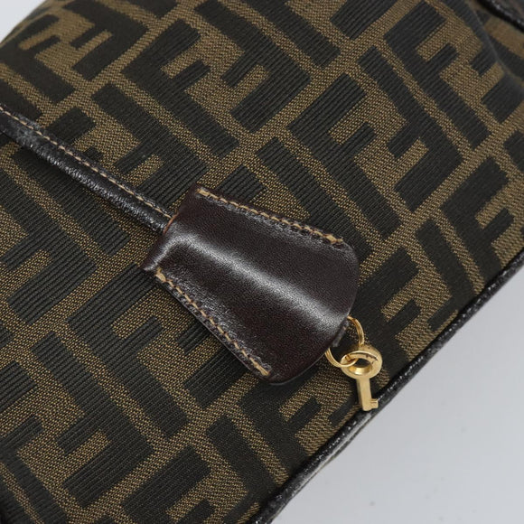 FENDI Zucca Canvas Hand Bag Black Brown Auth bs32830