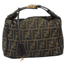 FENDI Zucca Canvas Hand Bag Black Brown Auth bs32830-13