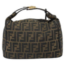 FENDI Zucca Canvas Hand Bag Black Brown Auth bs32830-2