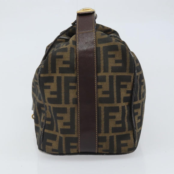FENDI Zucca Canvas Hand Bag Black Brown Auth bs32830