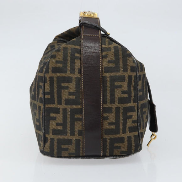 FENDI Zucca Canvas Hand Bag Black Brown Auth bs32830