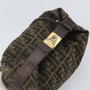 FENDI Zucca Canvas Hand Bag Black Brown Auth bs32830-6