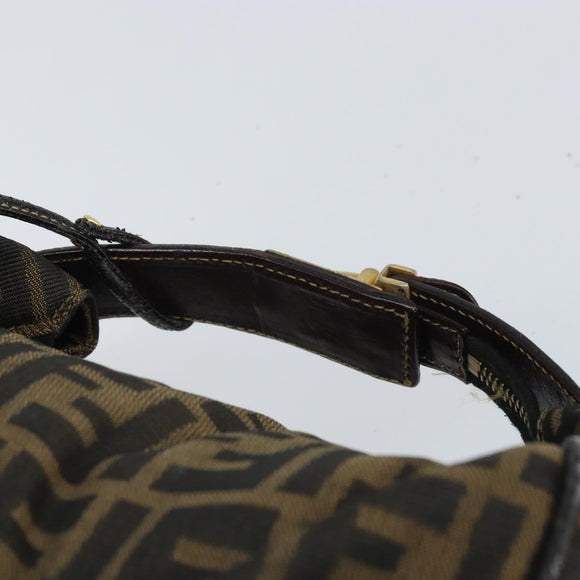 FENDI Zucca Canvas Hand Bag Black Brown Auth bs32830