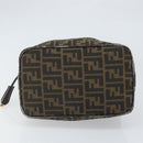 FENDI Zucca Canvas Hand Bag Black Brown Auth bs32830-5