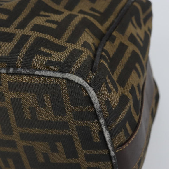 FENDI Zucca Canvas Hand Bag Black Brown Auth bs32830
