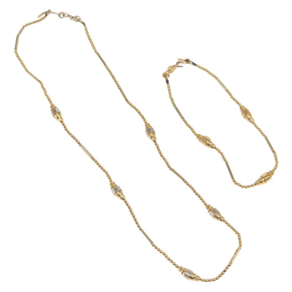 SAINT LAURENT Necklace metal 2 Set Gold Auth bs32833