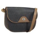 Christian Dior Honeycomb Canvas Shoulder Bag PVC Black Gold Auth bs32839-1