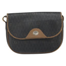 Christian Dior Honeycomb Canvas Shoulder Bag PVC Black Gold Auth bs32839-2