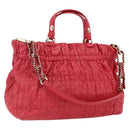 Christian Dior Hand Bag Leather 2way Red Gold Auth bs32842-1