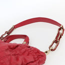 Christian Dior Hand Bag Leather 2way Red Gold Auth bs32842-14