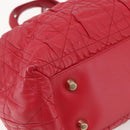 Christian Dior Hand Bag Leather 2way Red Gold Auth bs32842-17