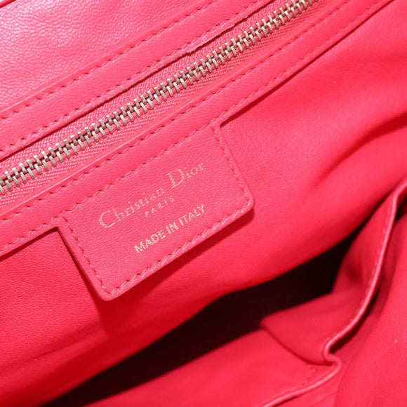 Christian Dior Hand Bag Leather 2way Red Gold Auth bs32842