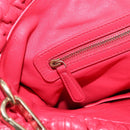 Christian Dior Hand Bag Leather 2way Red Gold Auth bs32842-19