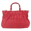 Christian Dior Hand Bag Leather 2way Red Gold Auth bs32842-13