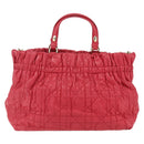 Christian Dior Hand Bag Leather 2way Red Gold Auth bs32842-2