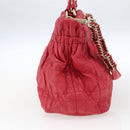 Christian Dior Hand Bag Leather 2way Red Gold Auth bs32842-3