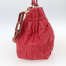 Christian Dior Hand Bag Leather 2way Red Gold Auth bs32842-4