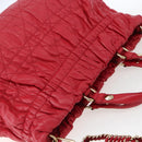 Christian Dior Hand Bag Leather 2way Red Gold Auth bs32842-6