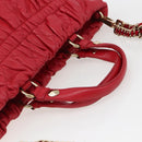 Christian Dior Hand Bag Leather 2way Red Gold Auth bs32842-7