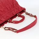 Christian Dior Hand Bag Leather 2way Red Gold Auth bs32842-9