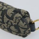 Christian Dior Trotter Canvas Pouch Navy Gold Auth bs32843-15